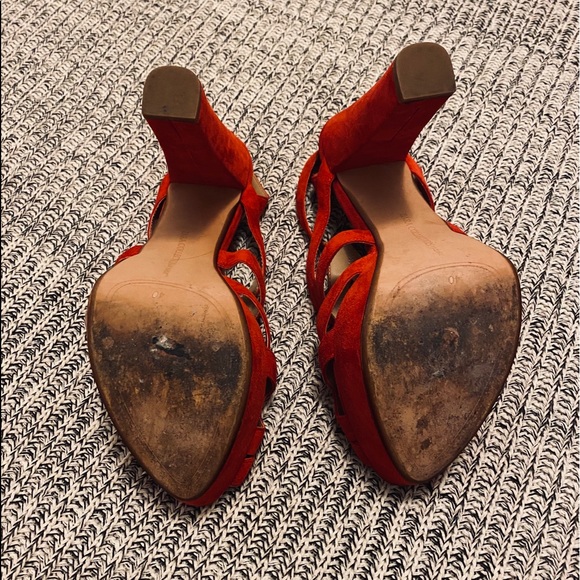 Zara Red Suede Platform Heels - Picture 7 of 7
